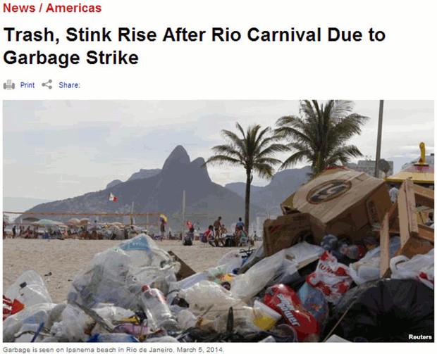 Imprensa noticia problema do lixo no Rio. (Foto: Reprodução)