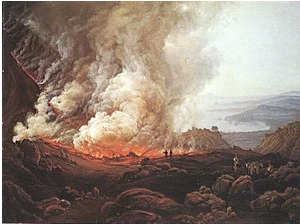 Pintura de Johan Christian Dahl "Erupção do Vesúvio", de 1826, que retrata a erupção de 79 d.C. (Foto: Wikimedia Commons)
