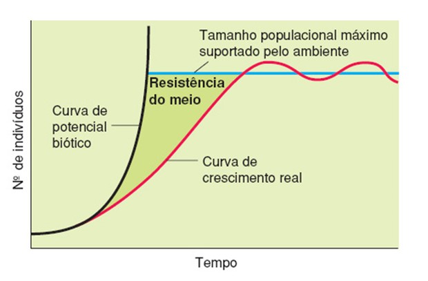 Gráfico que demonstra a resistência do meio para o crescimento de uma determinada espécie. (Foto: Thinkbio)