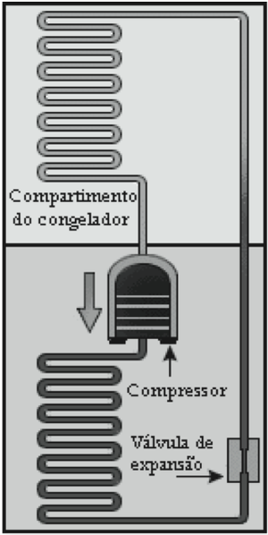 Modelo de geladeira em funcionamento (Foto: Reprodução/ENEM)