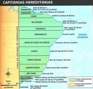 Capitanias hereditárias no Brasil colônia (Foto: Reprodução)