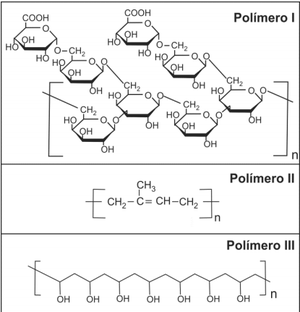 Fórmulas estruturais dos polímeros (Foto: Reprodução/Fuvest)