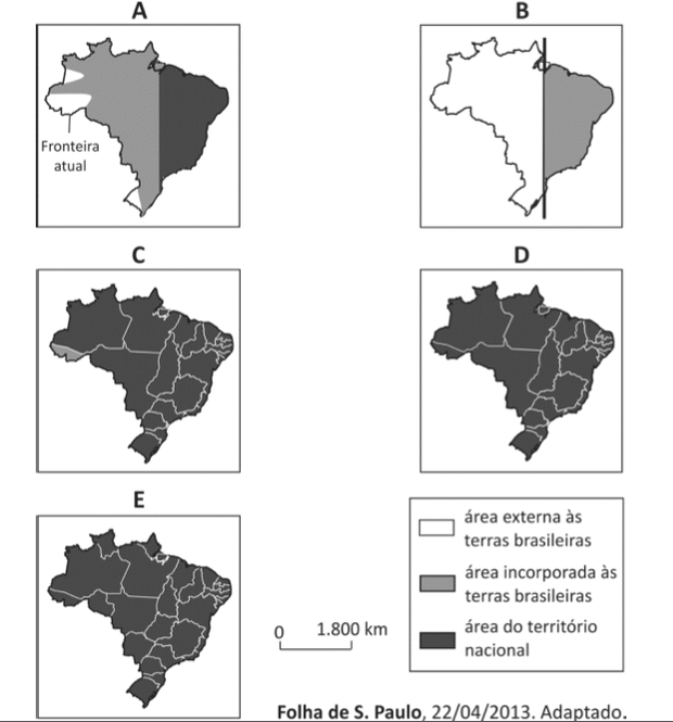 Opções de mapa com território brasileiro (Foto: Reprodução/Fuvest)