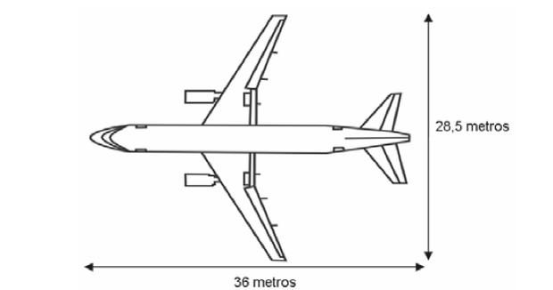 Desenho com medidas do avião (Foto: Reprodução/ENEM)