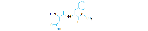Carbonos quirais na molécula do aspartame (Foto: Reprodução/UERJ)