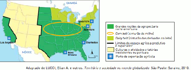 Mapa sobre agropecuária nos EUA (Foto: Reprodução/UERJ)