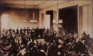 Sessão pública da Academia Brasileira de Letras em 1909 (Foto: Divulgação/ABL)