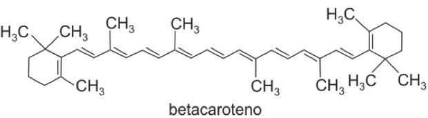 Fórmula estrutural do betacaroteno (Foto: Reprodução/Fuvest)